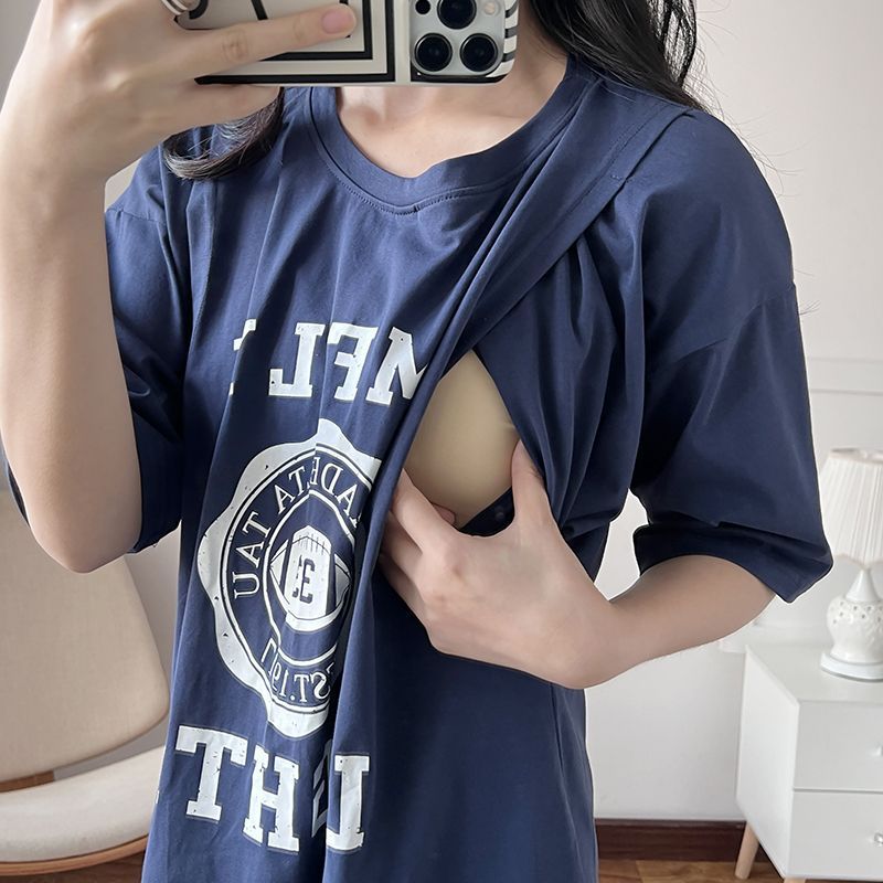 Summer Clothing - Hemşirelik Elbisesi Hamile Emzirme Uzun T-Shirt