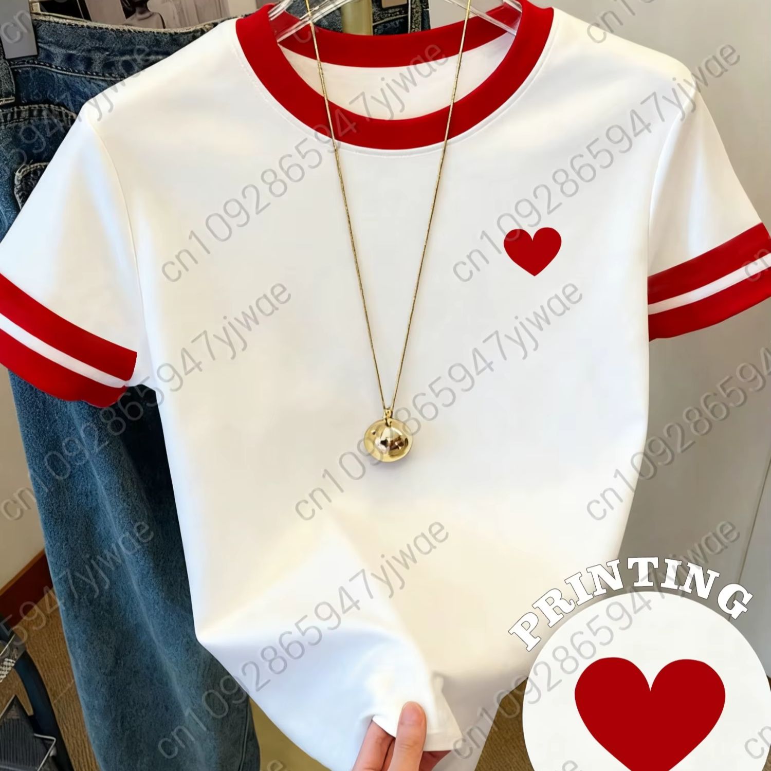 Summer Days Clothing - Kadın Kısa Kollu Sevgililer Günü Baskılı