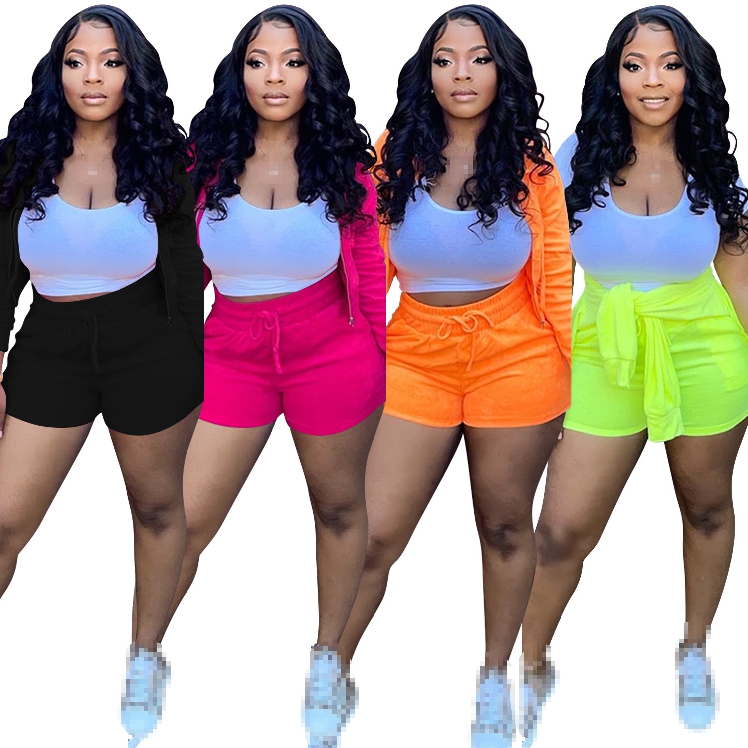 Summer Clothing Model - Şort setleri 3 parça set kadın