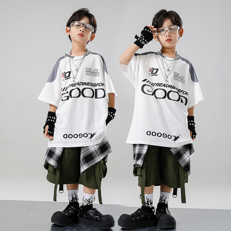 Summer Green Clothing - Çocuk Kpop Hip Hop Giyim Beyaz