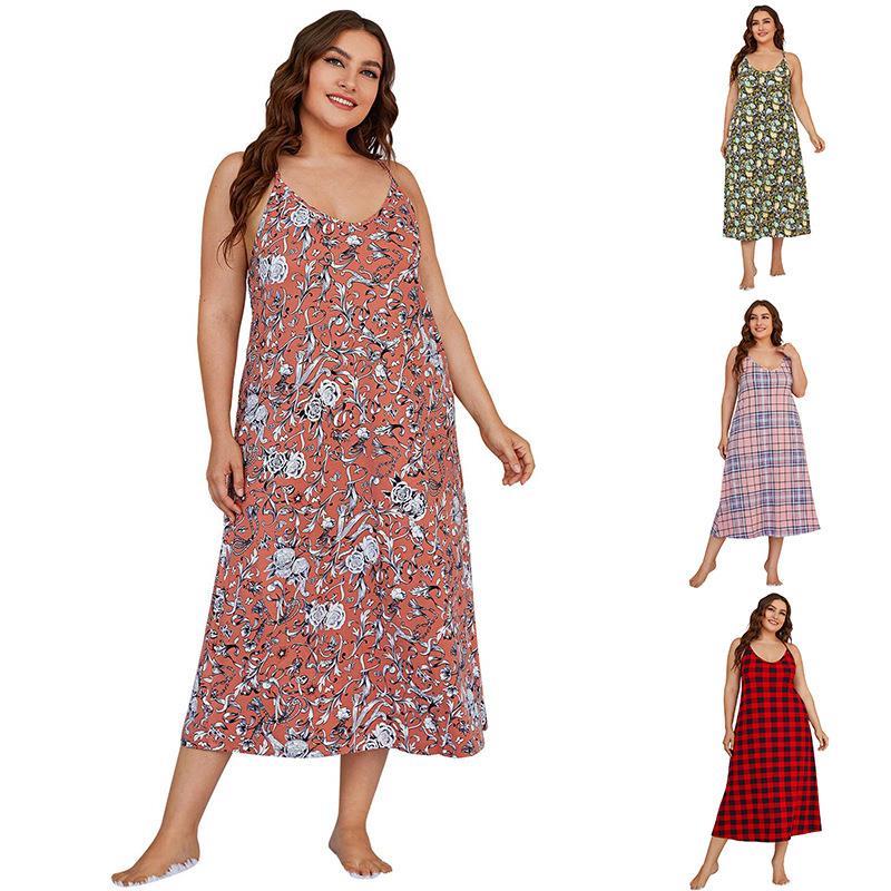 Summer Clothing For Plus Size Women - Büyük Beden Uyku Elbisesi Kadın 200