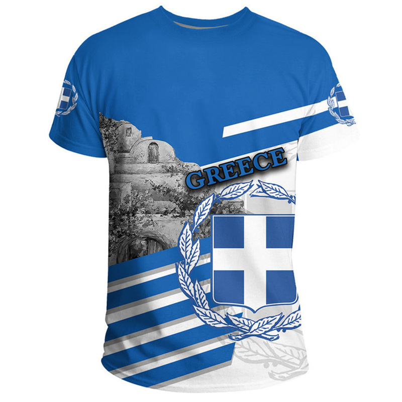 Greece Flag Map 3d Printed T S - Summer Clothing For Greece incelemesi ve fiyatı