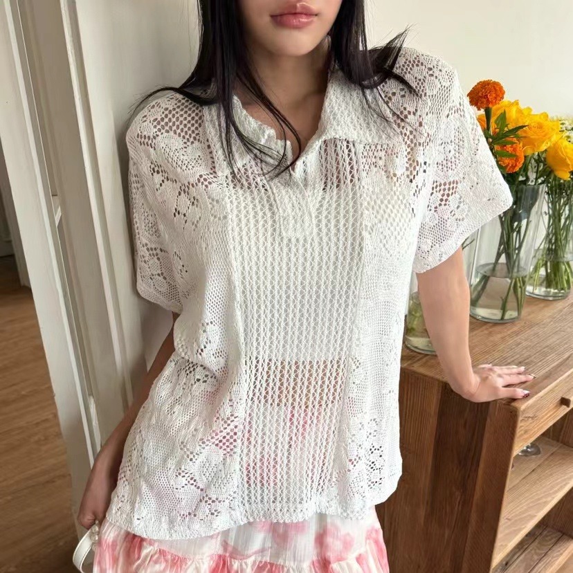 Retro Yaka Dantel Gömlek Kadın - Summer Clothing Online Shopping incelemesi ve fiyatı